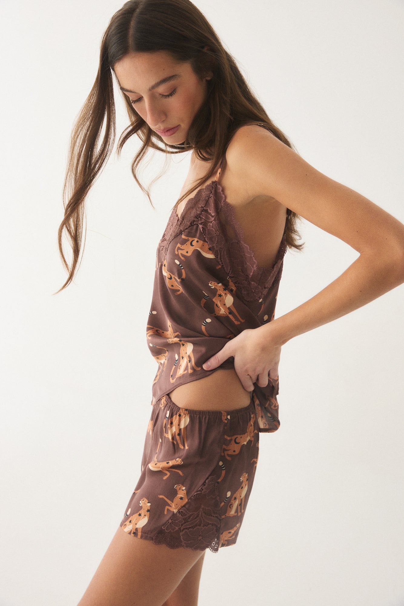 PIJAMA LIBRA ARA BROWN CORTO