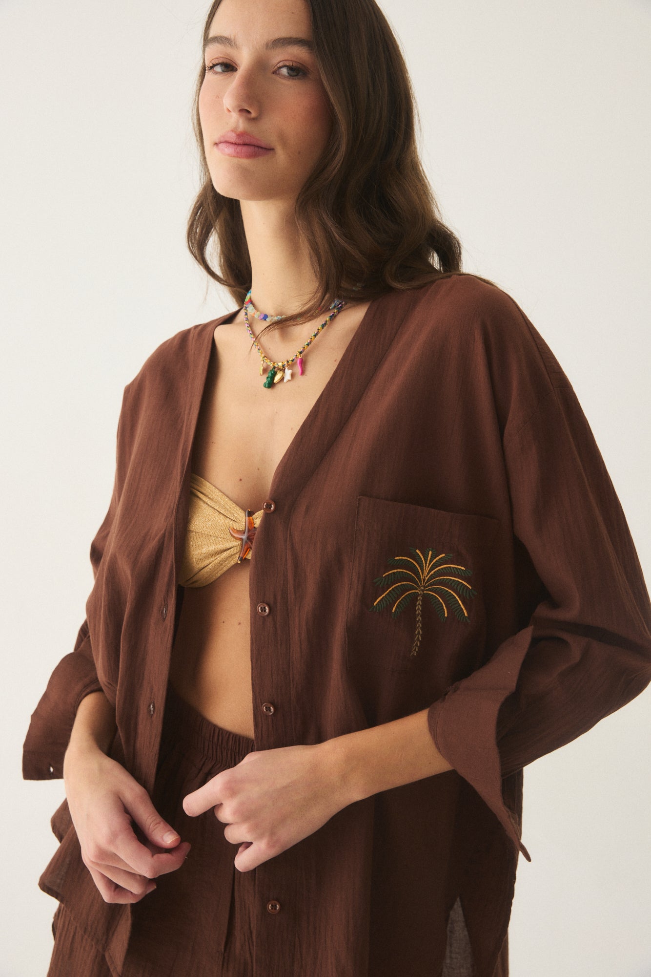 CAMISA GALA MARRON